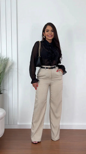 BLUSA BABADO PRETA